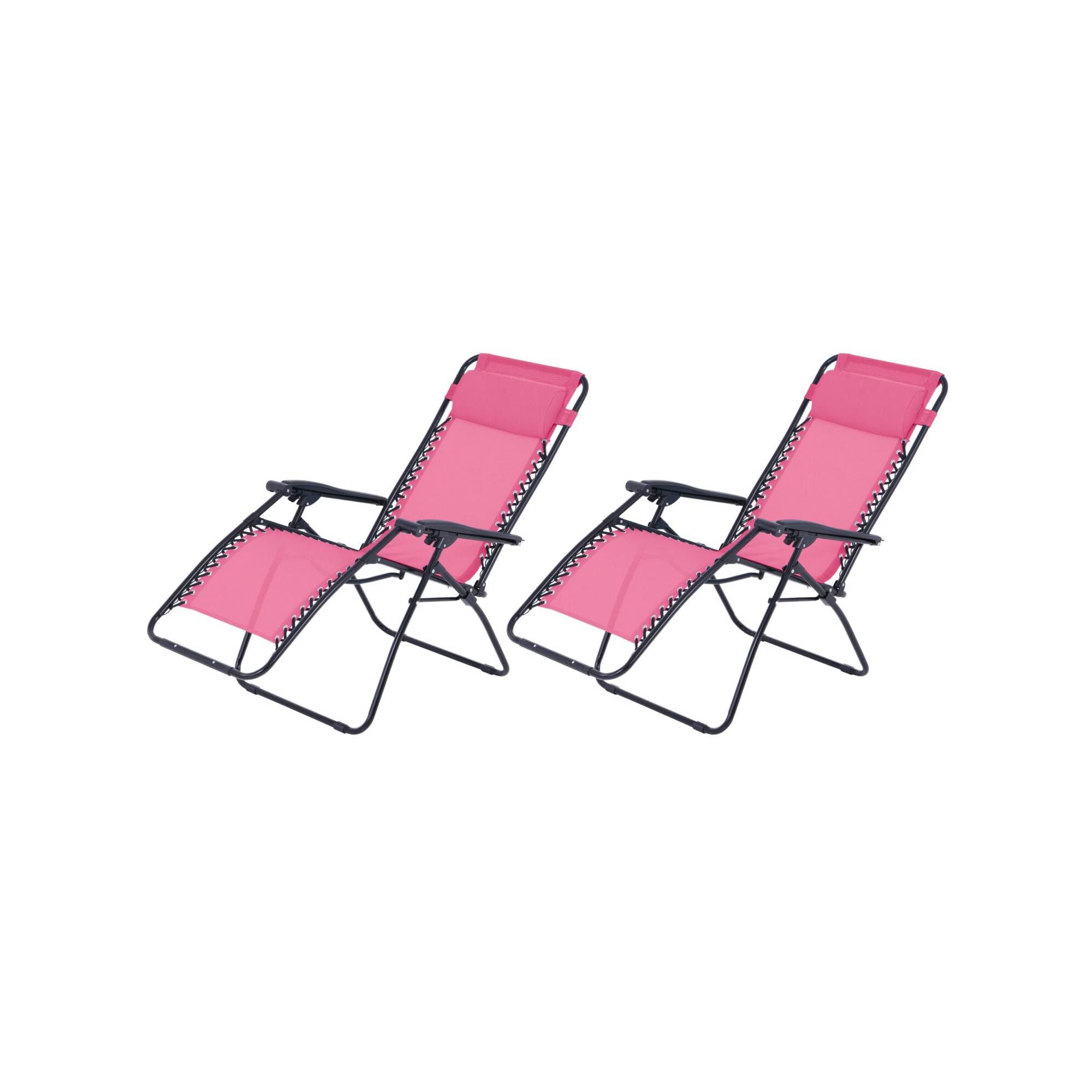 Lot de 2 fauteuils relax de jardin - O'Colors - Multi positions - Bleu et rose - Image 4