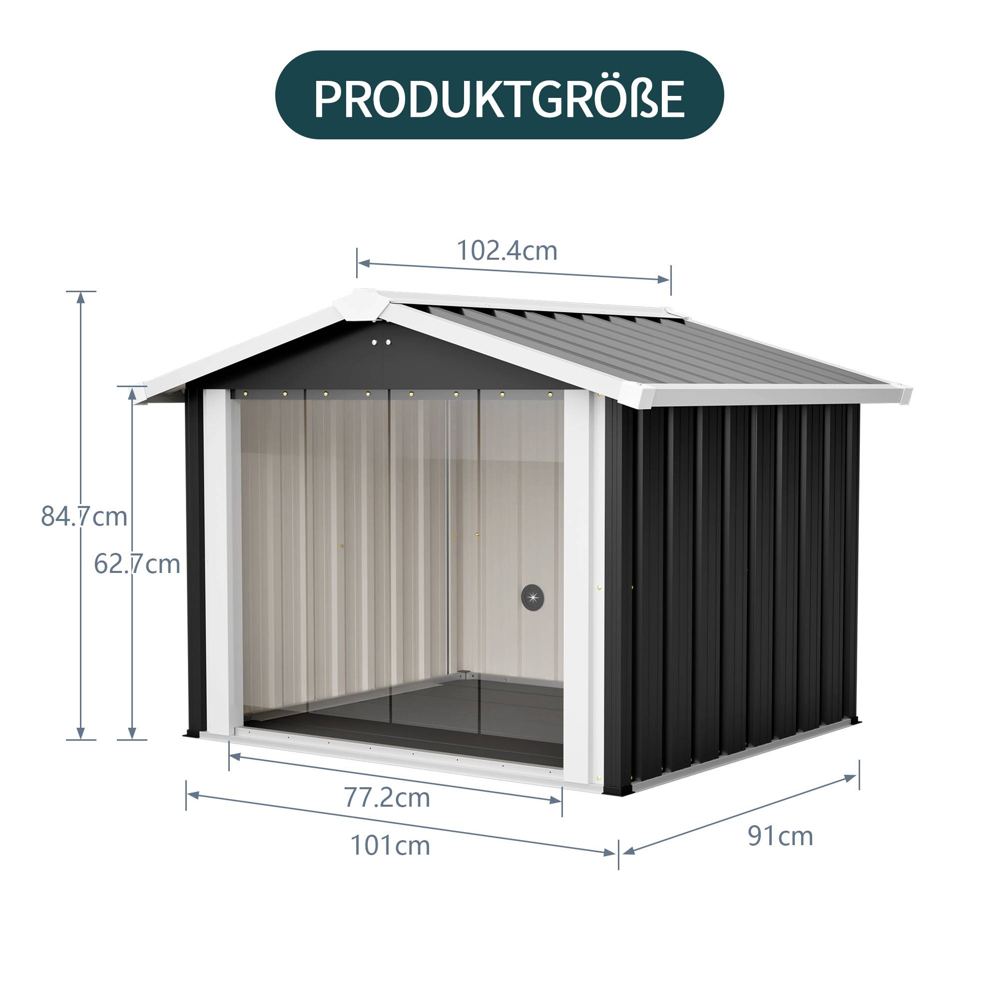 Niche pour chien Métal Extérieur grand chien Toit incliné étanche 102x91x84cm Gris - ComfortXL Outdoor Living - Image 2