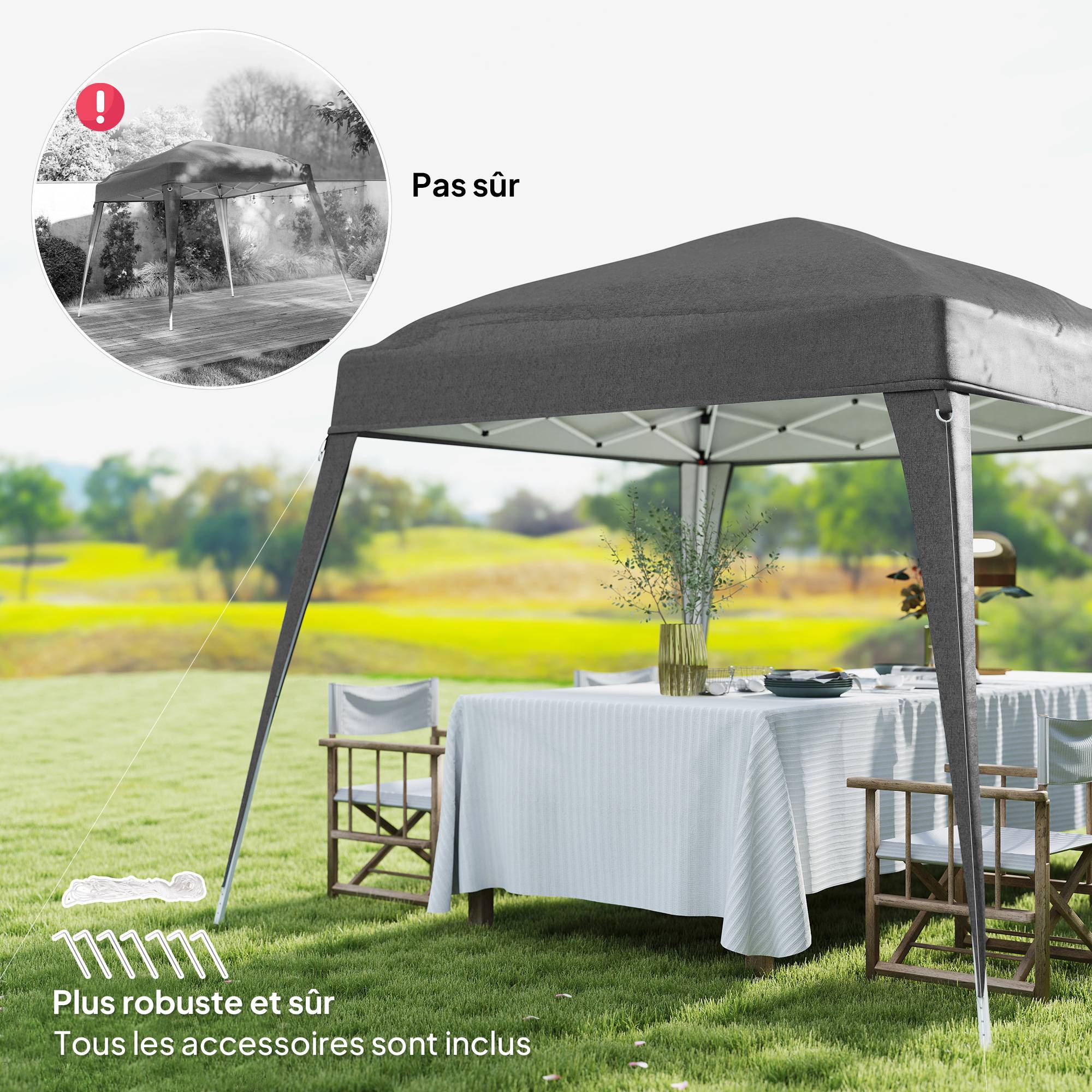 Tonnelle pliante métal pour événements pop-up anti-UV avec sac gris 3x3m - ComfortXL Outdoor Living - Image 8