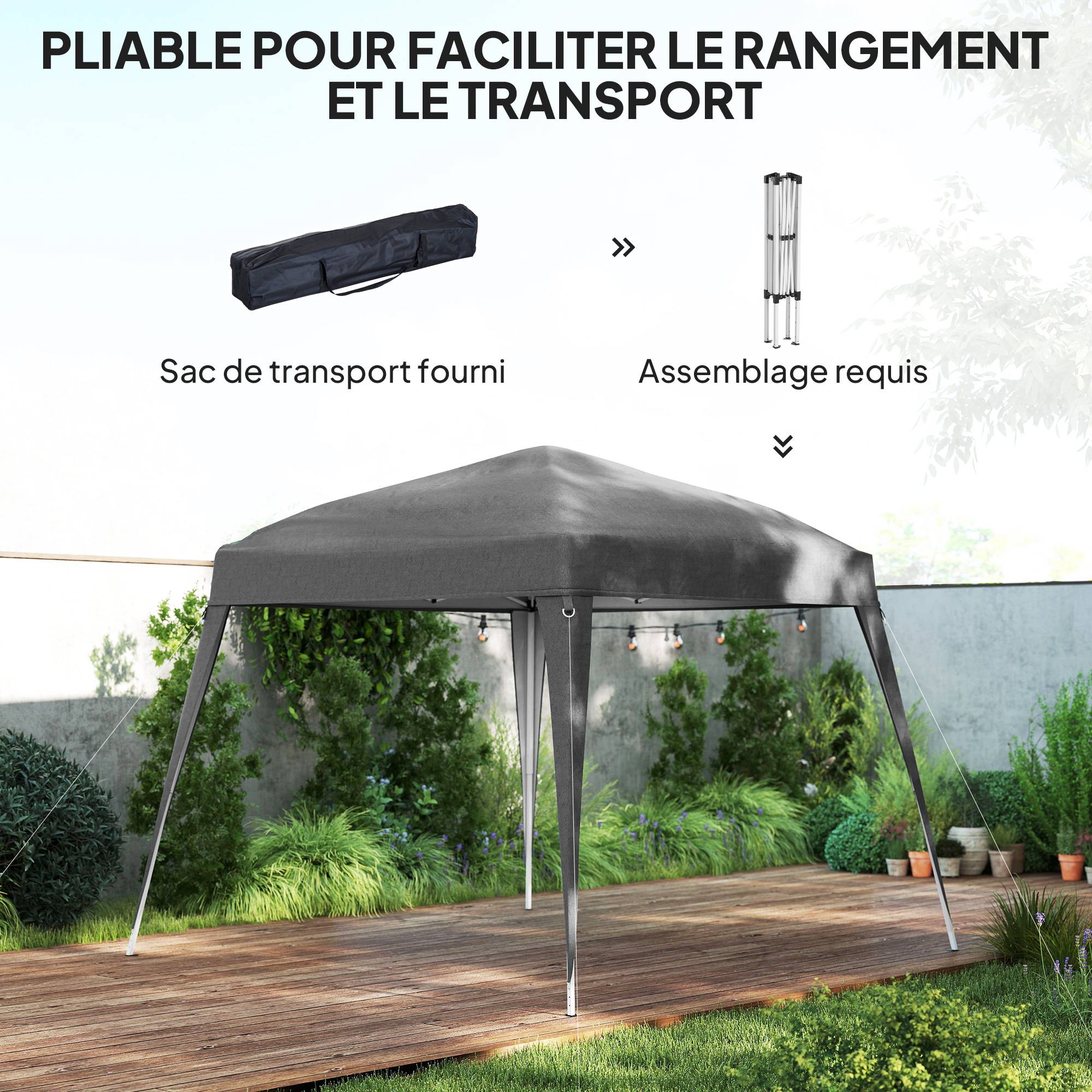Tonnelle pliante métal pour événements pop-up anti-UV avec sac gris 3x3m - ComfortXL Outdoor Living - Image 7