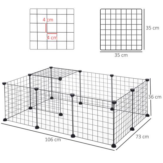 Enclos Modulable Métal Lapins Rongeurs Parc Sécurisé Intérieur 106x73x36cm Noir - ComfortXL Pet Living - Image 3