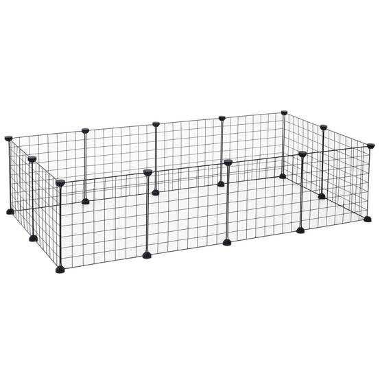 Enclos Modulable Métal Lapins Rongeurs Parc Sécurisé Intérieur 106x73x36cm Noir - ComfortXL Pet Living - Image 2