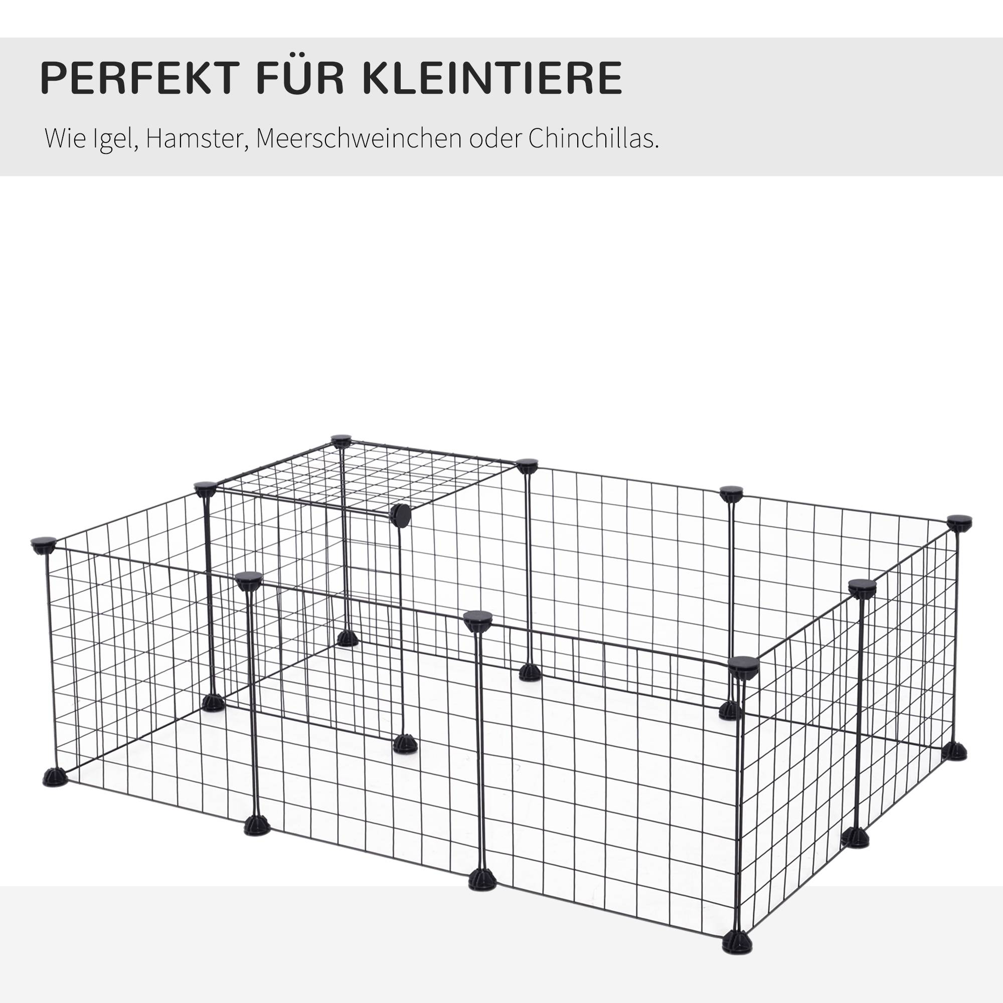 Enclos Modulable Métal Lapins Rongeurs Parc Sécurisé Intérieur 106x73x36cm Noir - ComfortXL Pet Living - Image 4