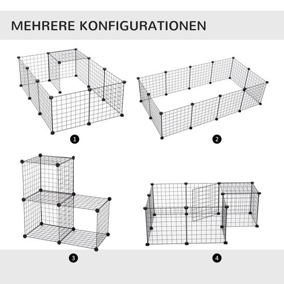 Enclos Modulable Métal Lapins Rongeurs Parc Sécurisé Intérieur 106x73x36cm Noir - ComfortXL Pet Living - Image 5