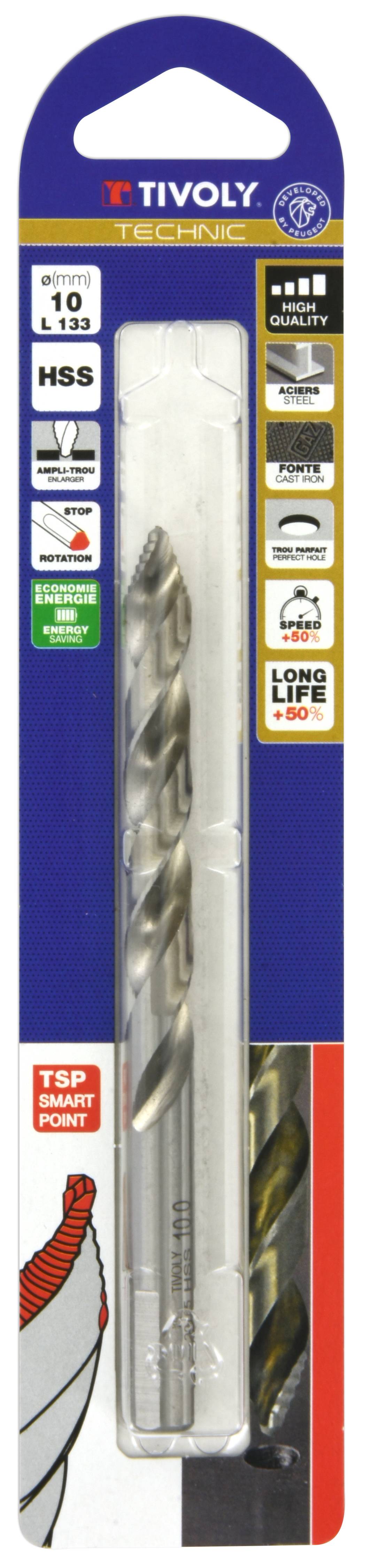 Tivoly - Tivoly  Foret métaux TSP Ø: 10 / L: 133 / HSS taillé meulé -DIN338 -h8 -Affûtage Smart Point (Etui plastique) - Image 2
