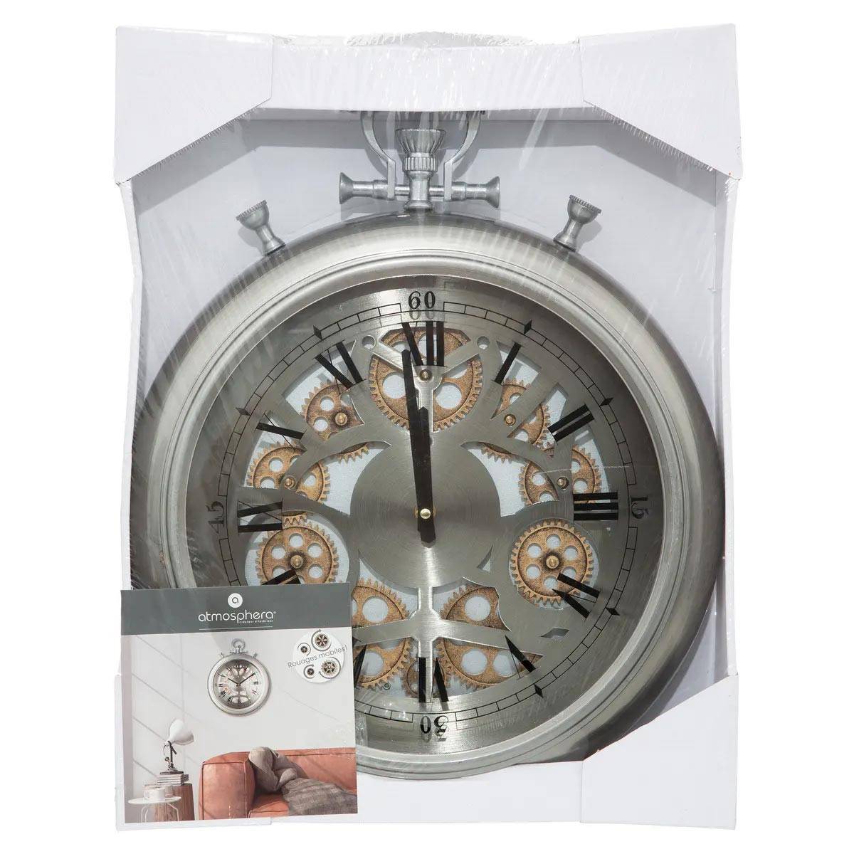 Pendule murale avec mécanisme en mouvement forme gousset D 40 cm - Image 5