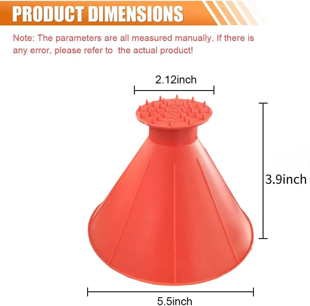 Pelle à glace magique pour voiture avec entonnoir, pelle à glace conique pour pare-brise, pelle à neige ronde pour voiture (rouge), lot de 2-Lytech - Image 2