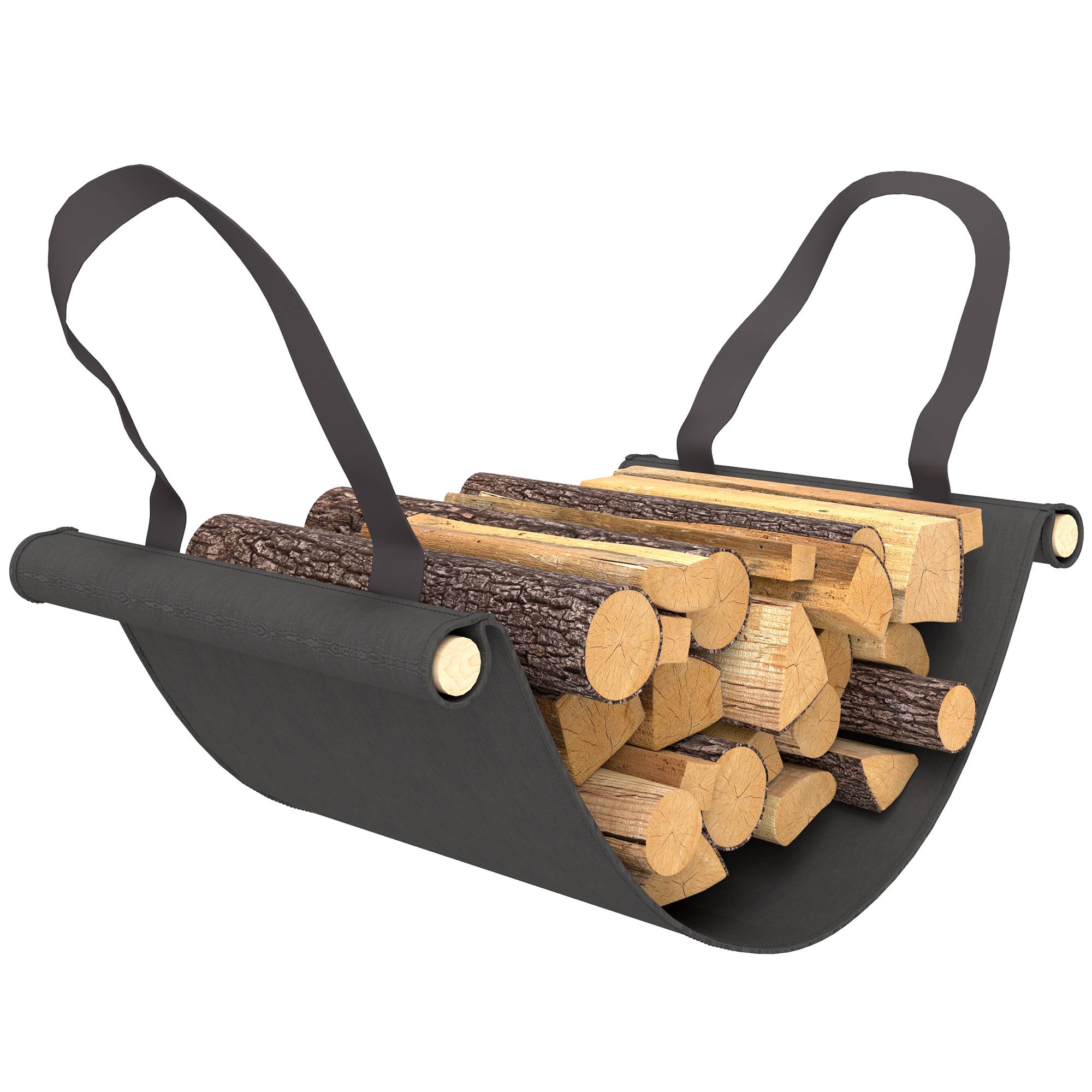 ComfortXL - Range-bûches en métal noir 120 x 36 x 99 cm pour bois de chauffage avec housse imperméable et sac de transport - Image 9