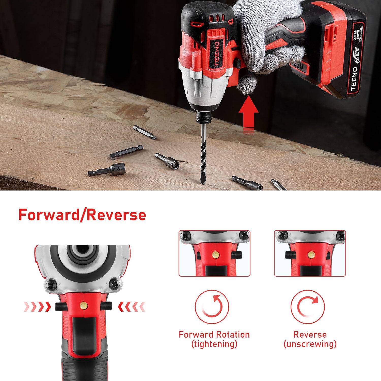 Perceuse Visseuse  Perceuse a Percussion, 100Nm, 2 Batterie 2.0Ah - Image 2