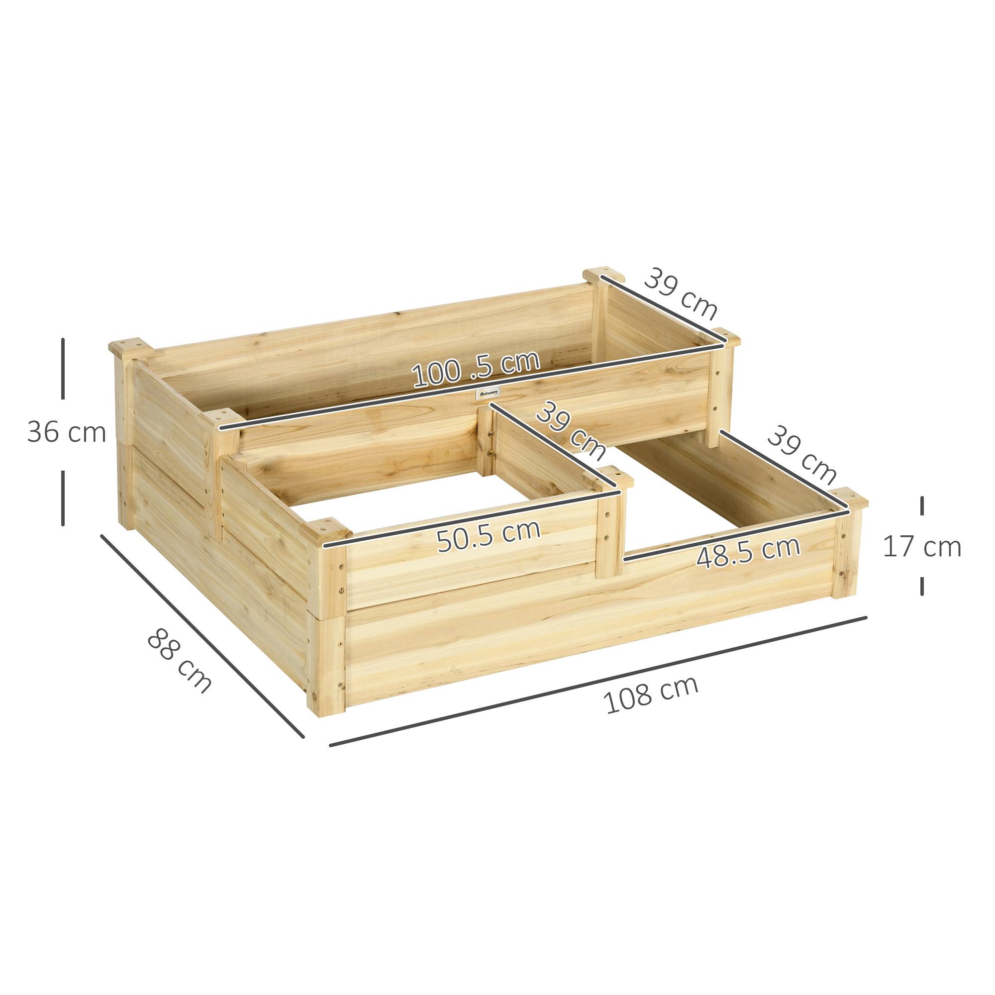 Sans Marque - Carré potager en bois jardinière extérieure en escalier 3 niveaux design sans fond 108 x 88 x 36 cm bois naturel - Image 5