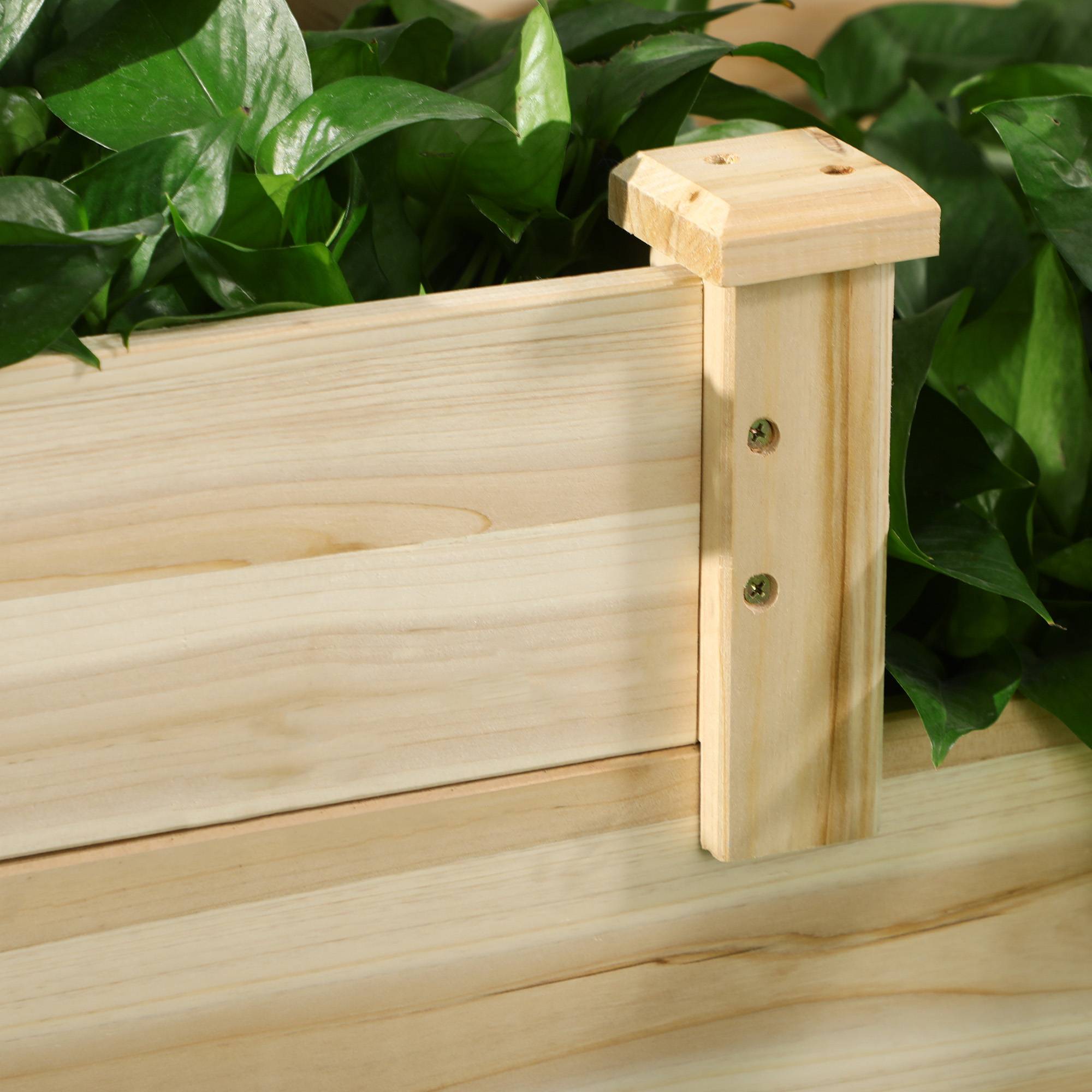 Sans Marque - Carré potager en bois jardinière extérieure en escalier 3 niveaux design sans fond 108 x 88 x 36 cm bois naturel - Image 10