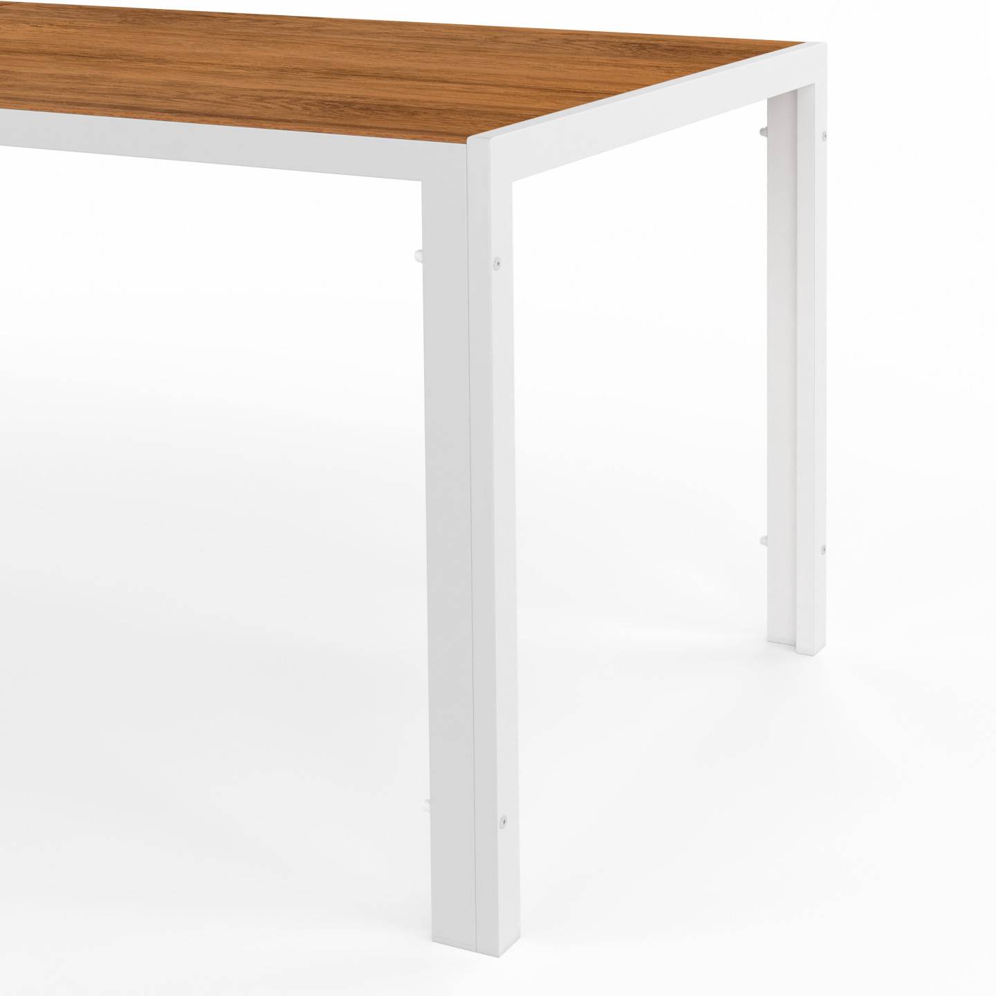 Salon de jardin NOUMEA table 190 cm plateau verre trempé effet bois et 8 chaises empilables blanc et bois - Image 7