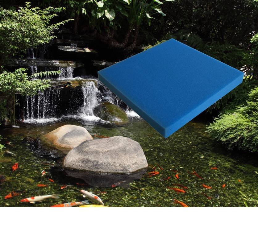 Mousse Bleue : 50 X 50 X 5 fine pour filtration bassin et aquariums 30 ppi