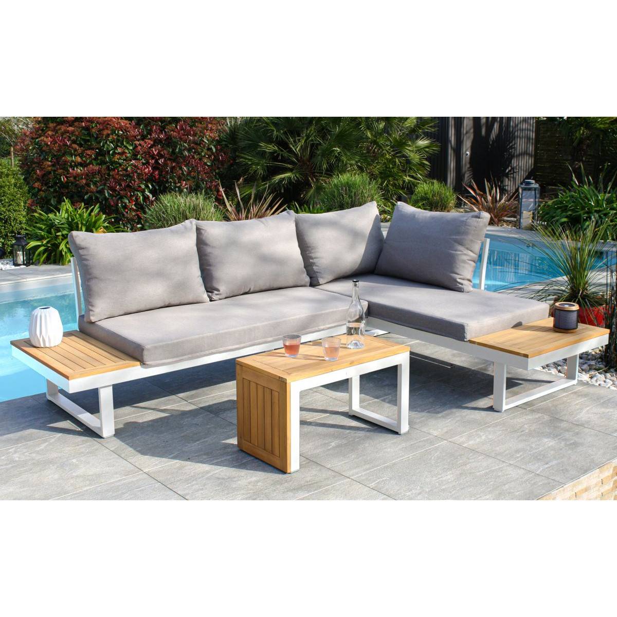 Dcb Garden - Salon de Jardin Modulable 4 Places "Tokyo" 175cm Blanc - Image 4
