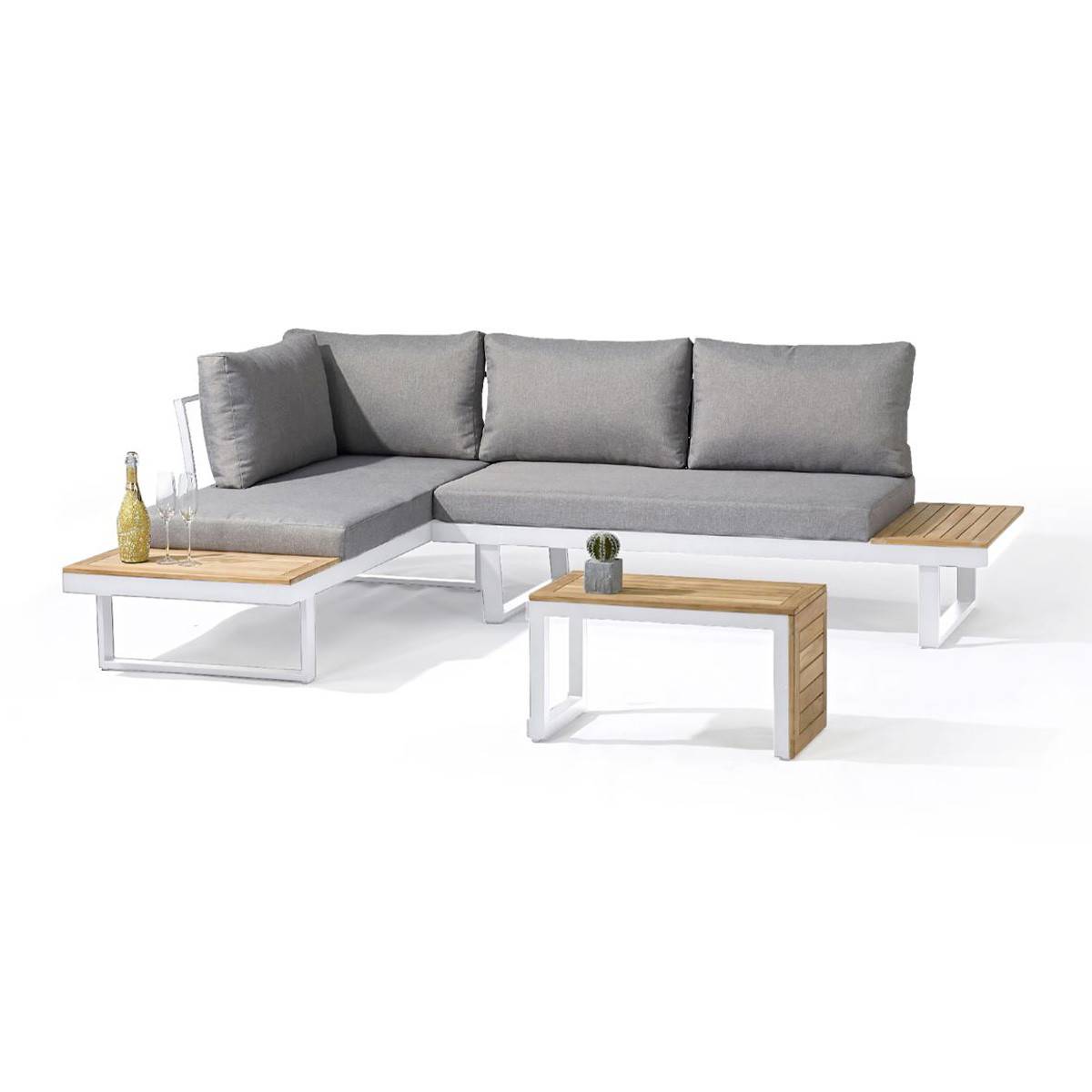 Dcb Garden - Salon de Jardin Modulable 4 Places "Tokyo" 175cm Blanc - Image 1
