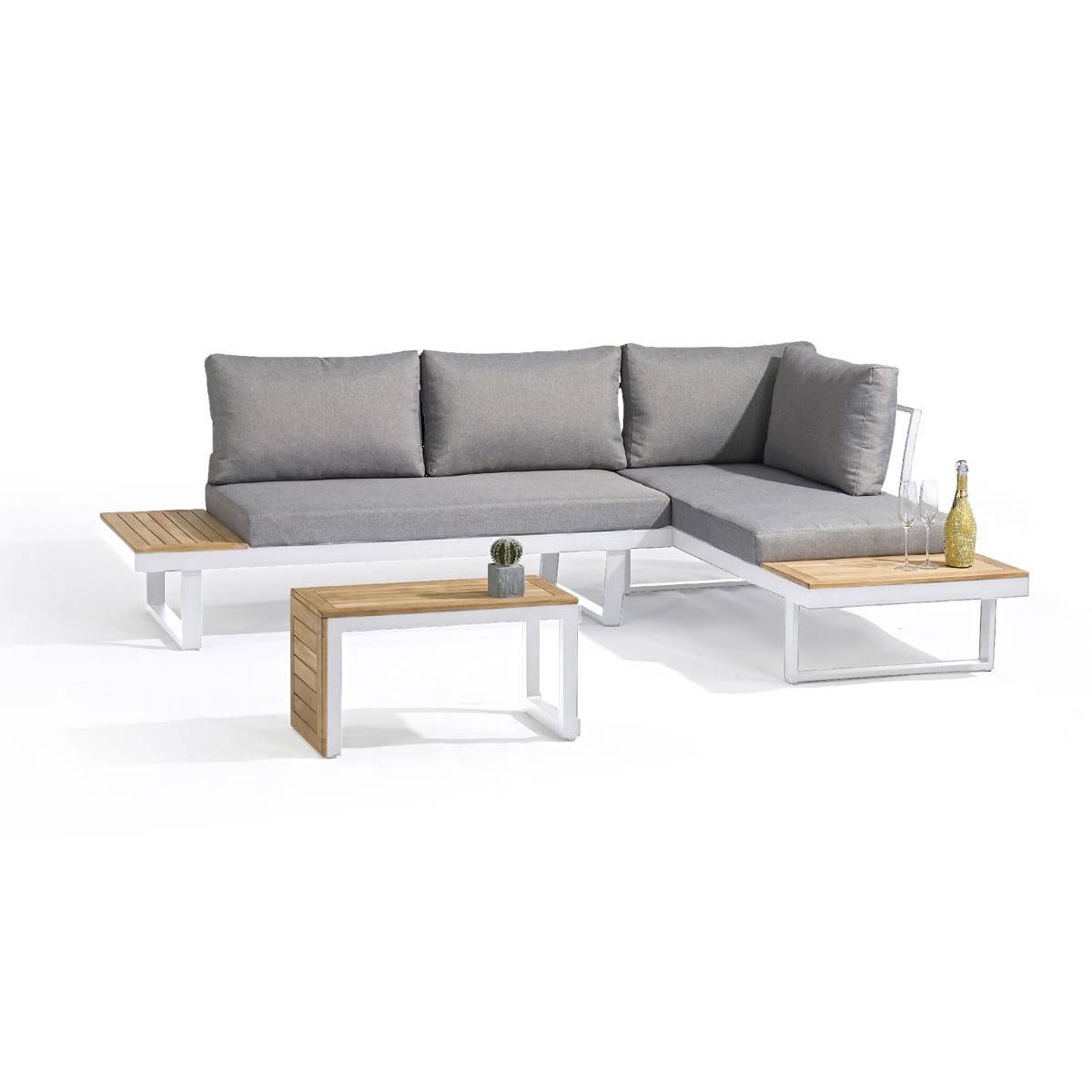 Dcb Garden - Salon de Jardin Modulable 4 Places "Tokyo" 175cm Blanc - Image 2