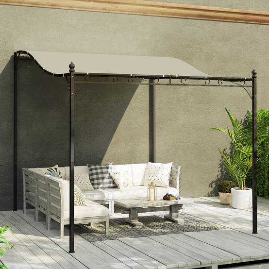 Pergola Adossée Courbée Métal Terrasse Anti-Pluie 298x248cm Crème - ComfortXL Outdoor Living - Image 10