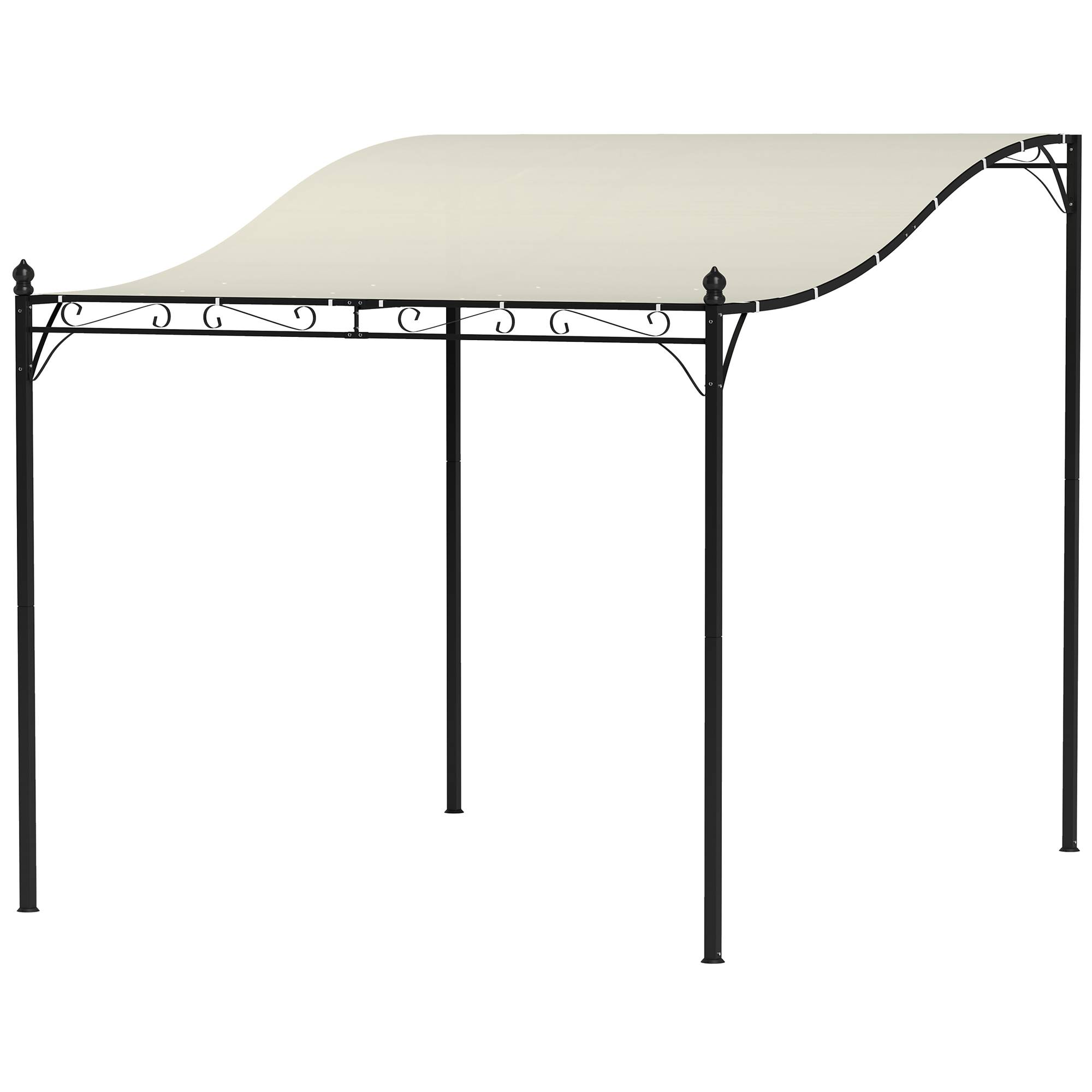 Pergola Adossée Courbée Métal Terrasse Anti-Pluie 298x248cm Crème - ComfortXL Outdoor Living - Image 2