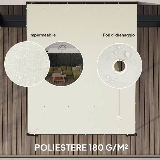 Pergola Adossée Courbée Métal Terrasse Anti-Pluie 298x248cm Crème - ComfortXL Outdoor Living - Image 6