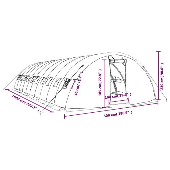 Grande Serre Tunnel Acier Galvanisé 50m² Bâche PE Anti-UV Culture Jardin - ComfortXL Outdoor Living - Image 6