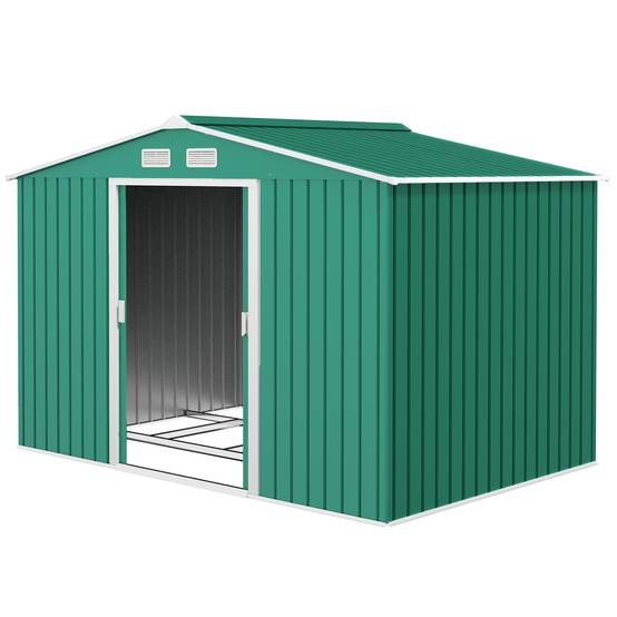 Remise de jardin 4,9 m² 277x195x192 cm 2 portes coulissantes base renforcée sol non inclus vert foncé - Image 2