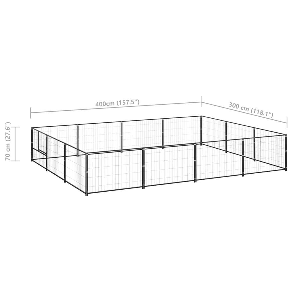Helloshop26 - Chenil extérieur cage enclos parc animaux chien noir 12 m² acier - Image 2