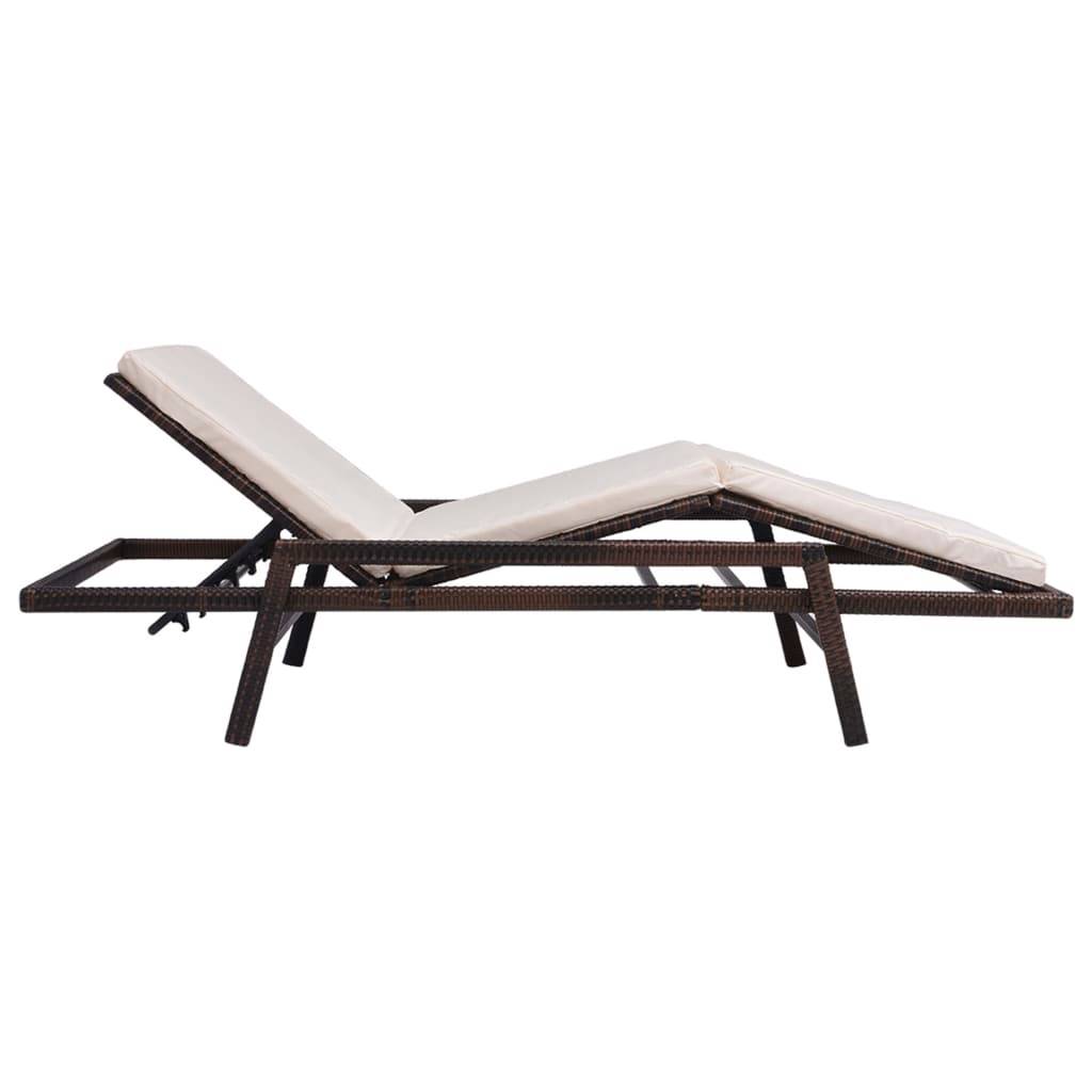 Vidaxl - Chaise longue avec coussin Résine tressée Marron vidaXL 43107 - Image 7