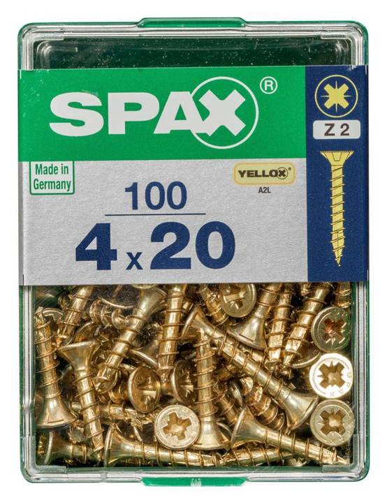 Spax - Lot de 100 vis acier tête fraisée pozidriv SPAX, Diam.4 mm x L.20 mm - Image 4