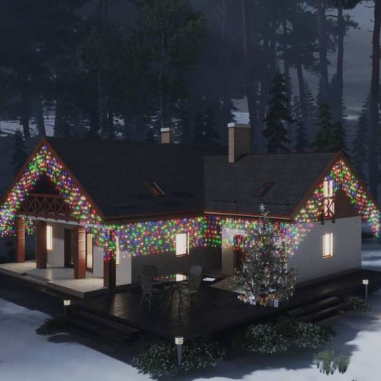 Rideau Lumineux Glaçons 400 LED Fêtes Noël 10m Multicolore – ComfortXL Outdoor Living - Image 1