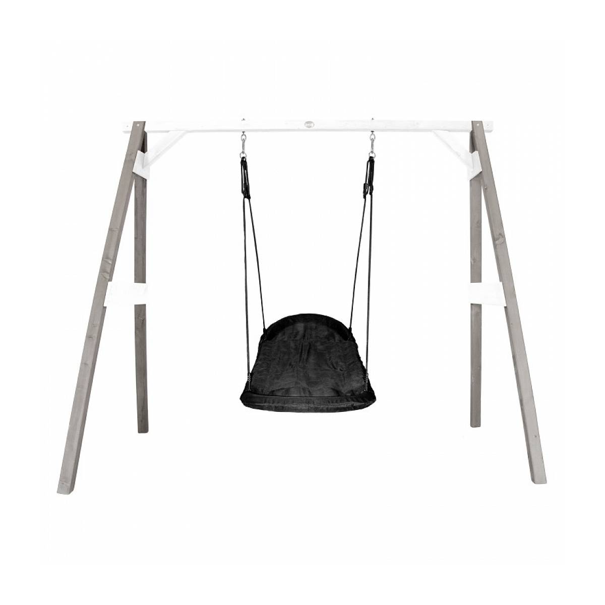 Portique en Bois AXI Gris Blanc avec Balançoire Nid Ovale - Dimensions 160x254x207 cm - Image 1