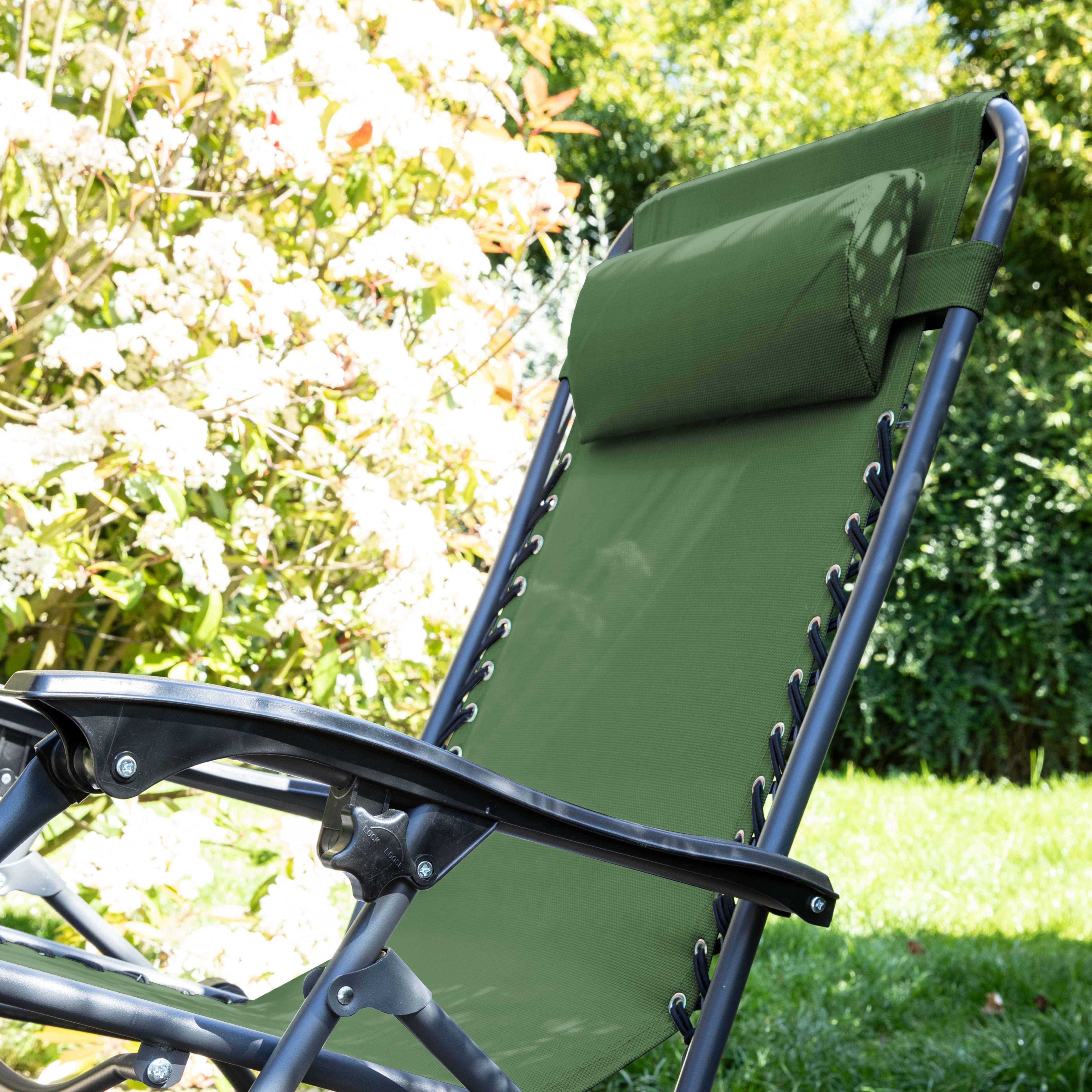 Oviala - Fauteuil relax de jardin en acier et textilène inclinable vert Monaco - Oviala - Image 3