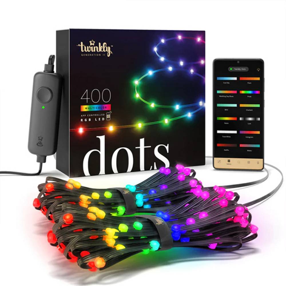 Dots Guirlande Lumineux Flexible Contrôlé par une Application - 400 LEDs RGB 20 Mètres. Fil Noir. Intérieure et Extérieure - Image 5