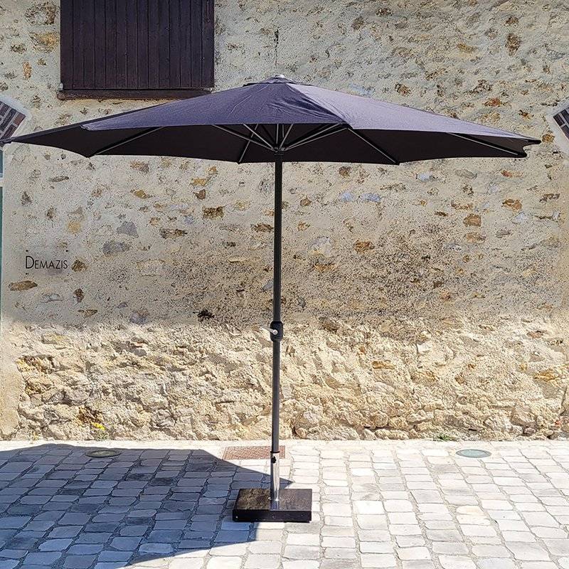 Parasol noir en aluminium 350 cm Kalomo - Gecko Jardin - Image 1