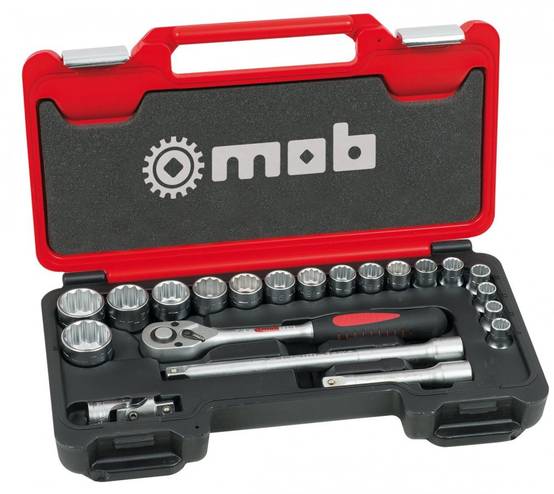 Coffret box 1/2'' 21 pièces – 12 pans, cliquet poire - MOB - Image 1