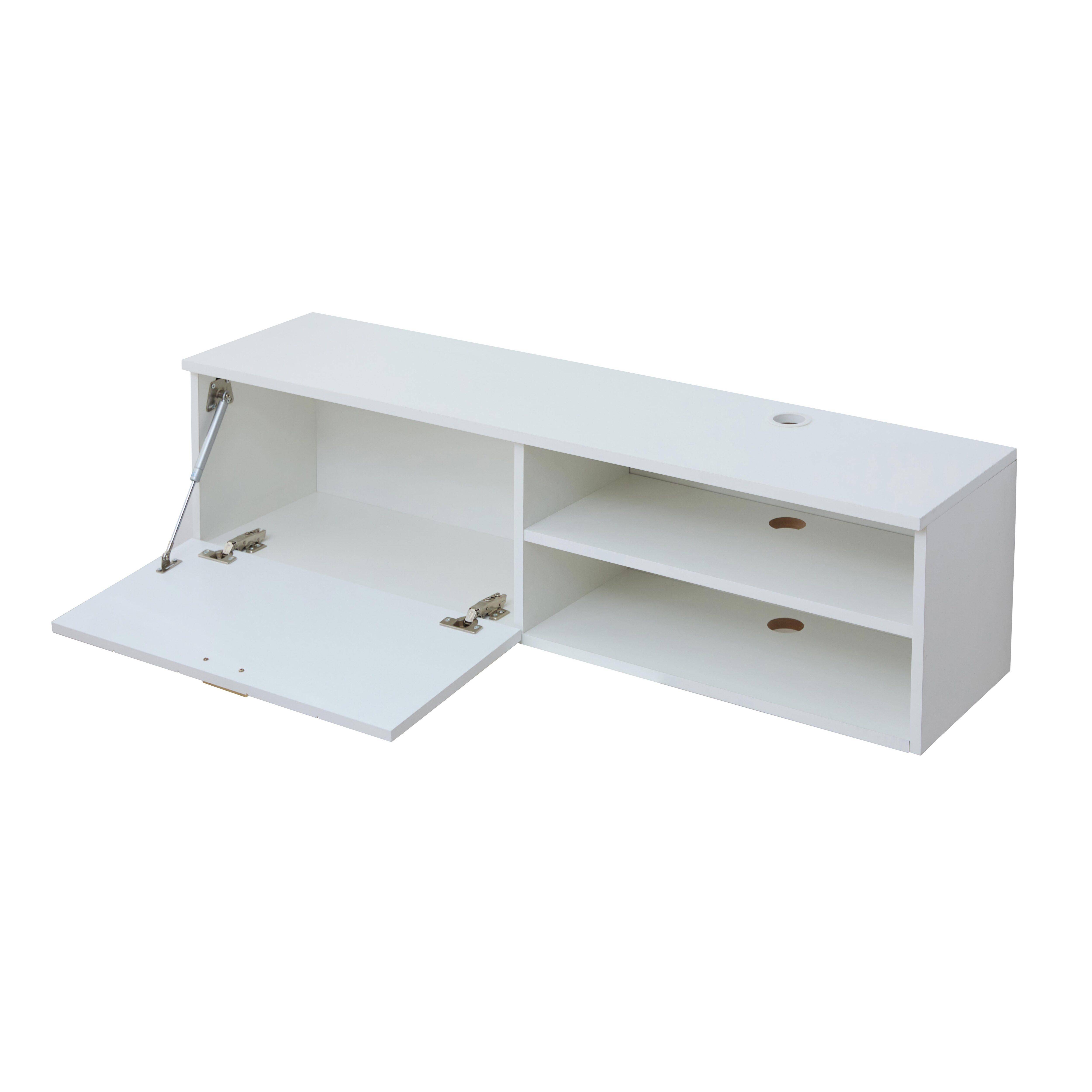 Oviala - Meuble TV suspendu 120 cm moderne blanc Holly - Oviala - Image 4