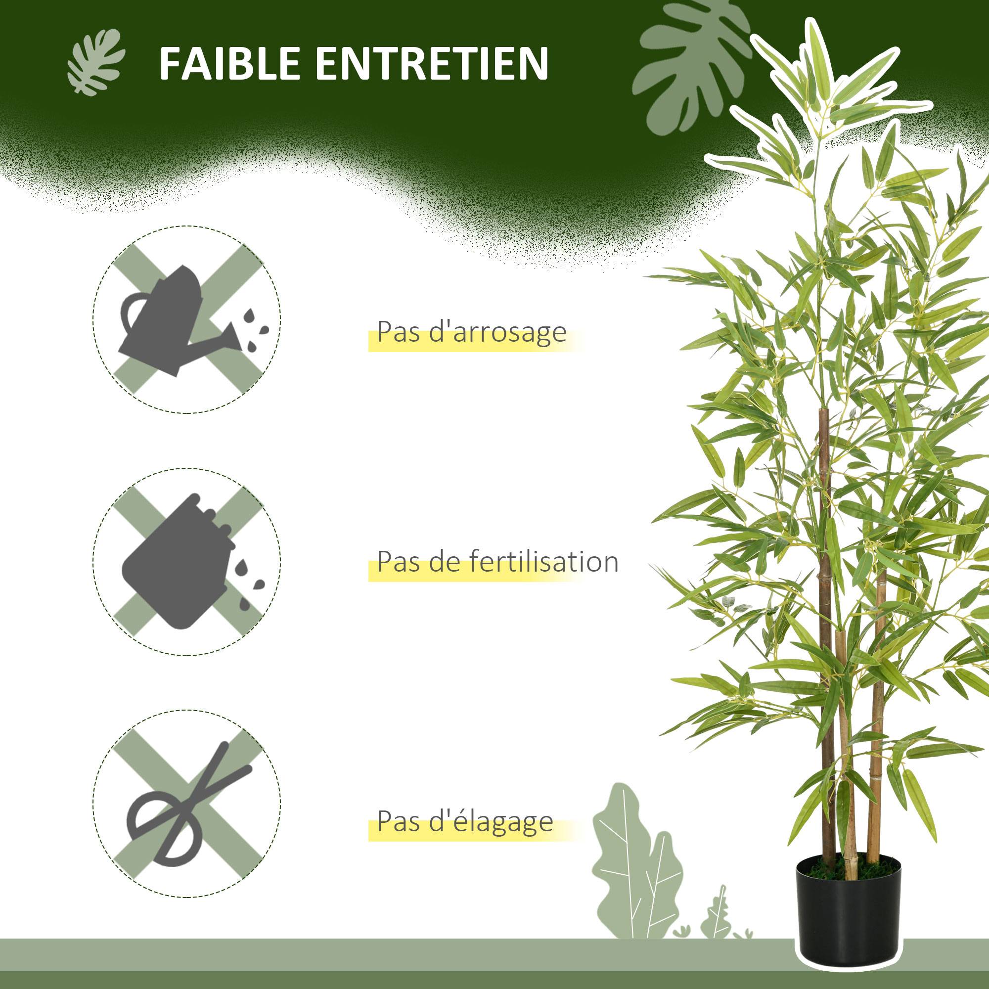 Plante artificielle Bambou arbre artificiel hauteur 120 cm avec pot, décoration interieur, très réaliste - Image 8