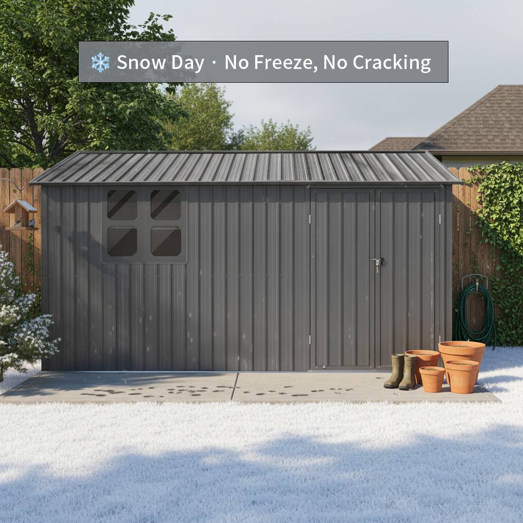 Abri de jardin en métal pour extérieur avec table pliante et étagères 10,3m² Gris - ComfortXL Outdoor Living - Image 6
