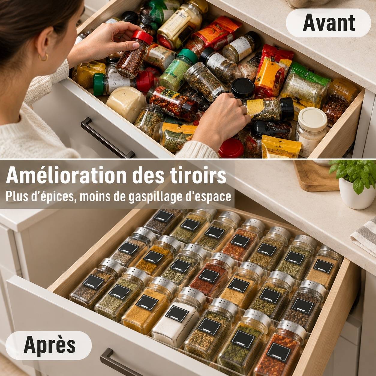 Set de 36 Pots à Épices en Verre Hermétiques avec Couvercles et Étiquettes - Image 4