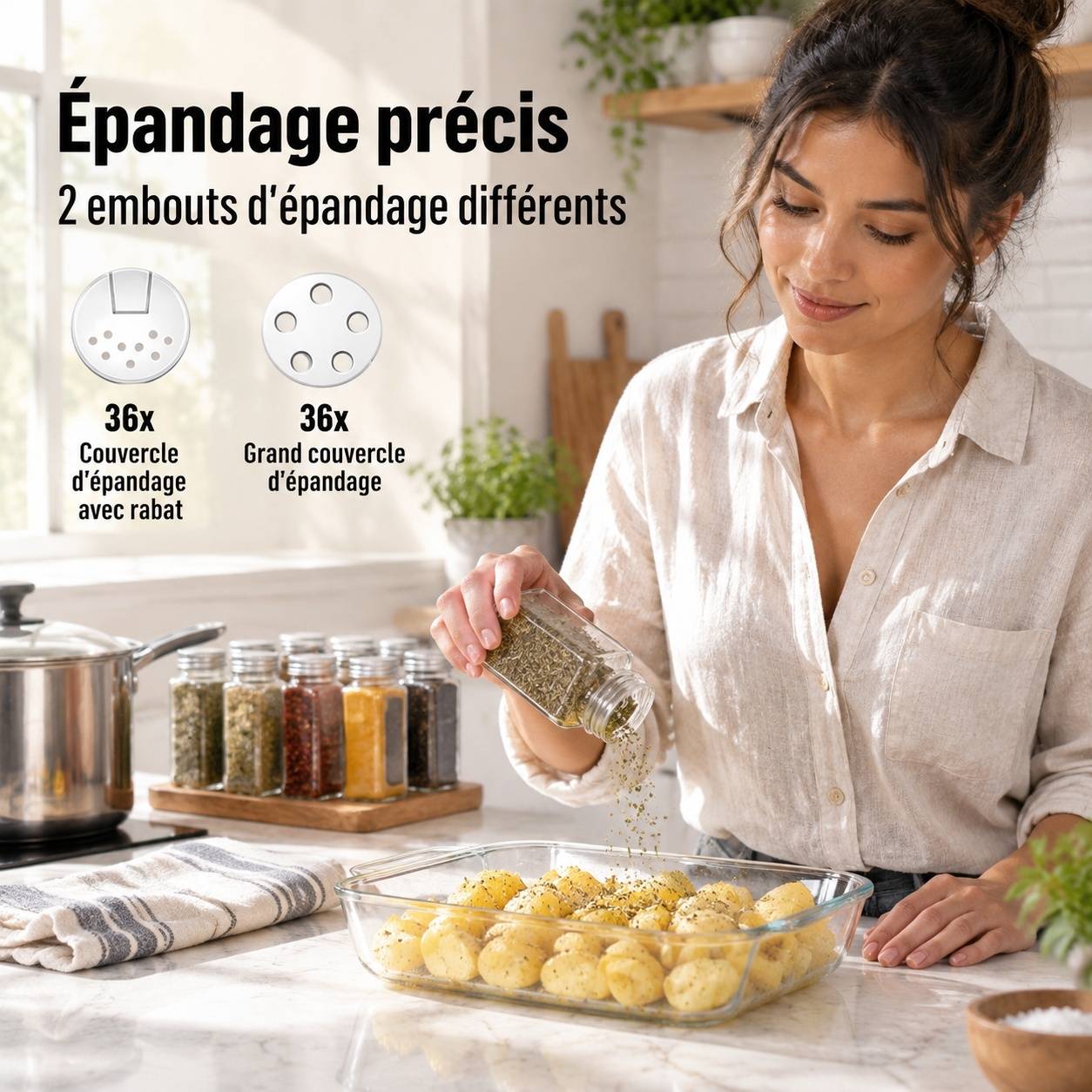 Set de 36 Pots à Épices en Verre Hermétiques avec Couvercles et Étiquettes - Image 5