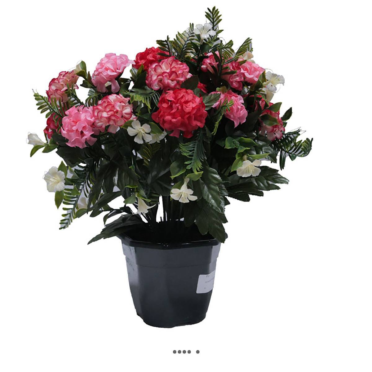 Artificielles - Pot fleurs artificielles pour le cimetière oeillets fleurettes H 35 cm D 30 cm Rose fushia - couleur: Rose fushia 730 - Image 2