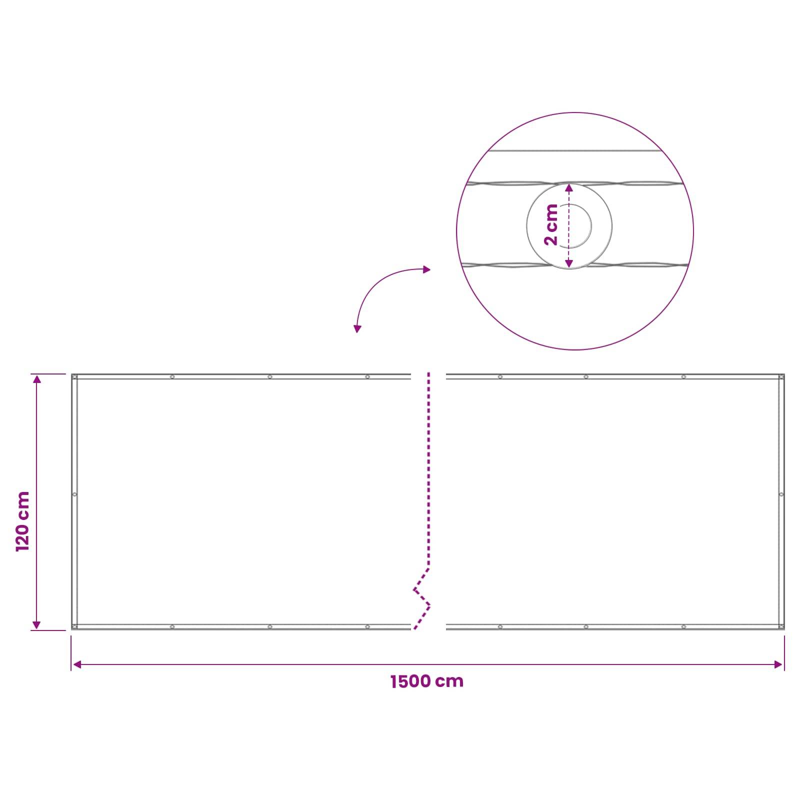 Écran de confidentialité balcon polyester anthracite 1500 x 120 cm - PANGIVO - Image 6