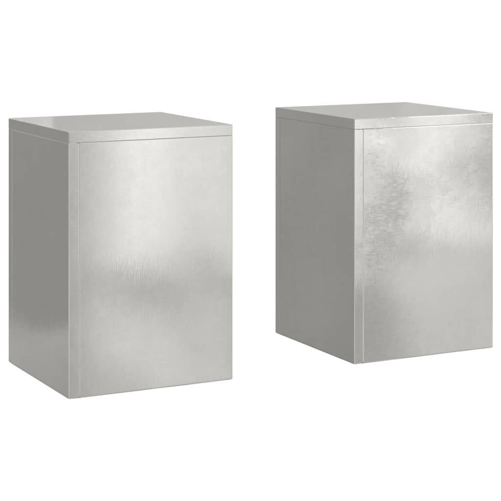 Lot de 2 Porte-pots design en Acier inoxydable Pour Jardin et Balcon en extérieur Argenté 24x24x35 cm – ComfortXL Outdoor Living - Image 2