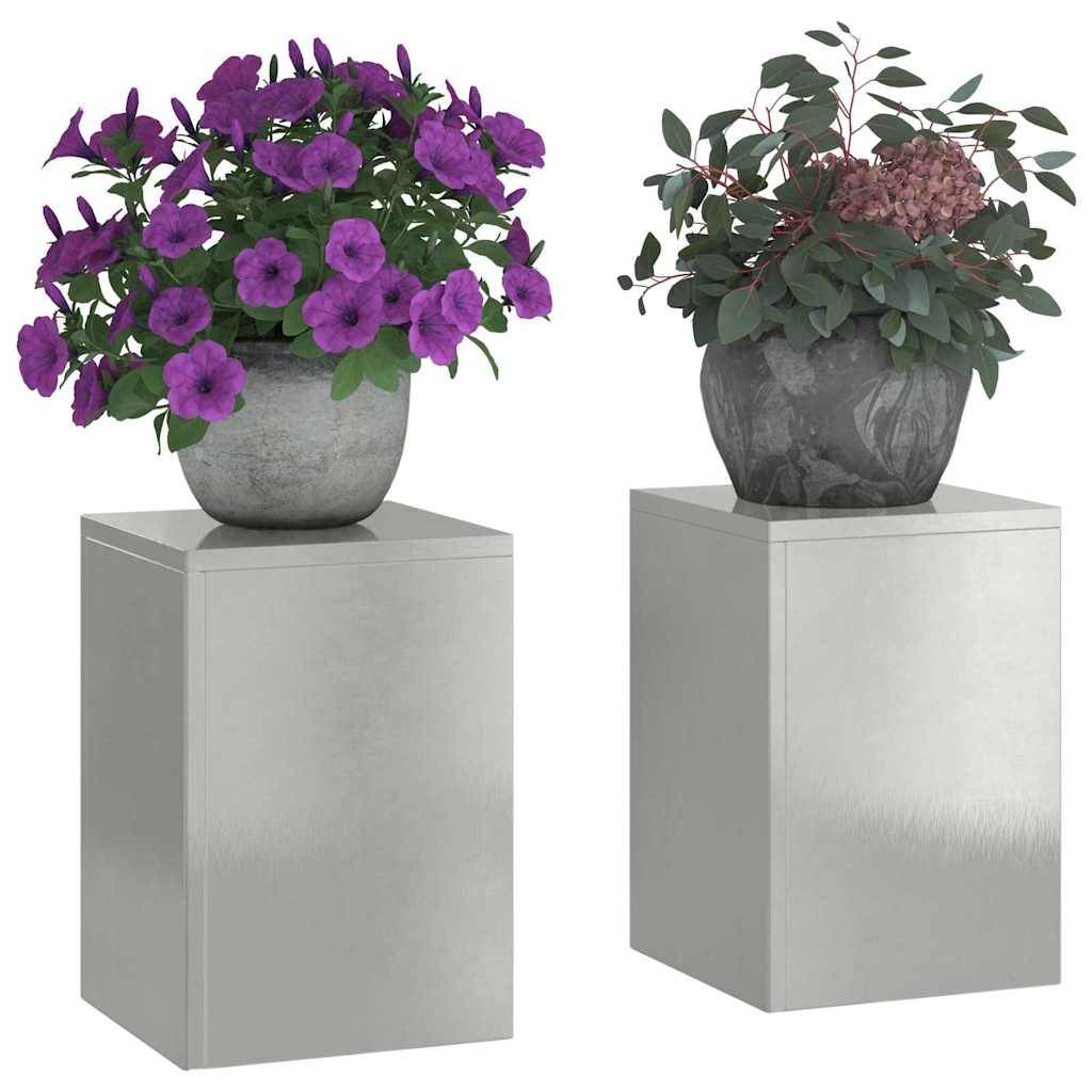 Lot de 2 Porte-pots design en Acier inoxydable Pour Jardin et Balcon en extérieur Argenté 24x24x35 cm – ComfortXL Outdoor Living - Image 3