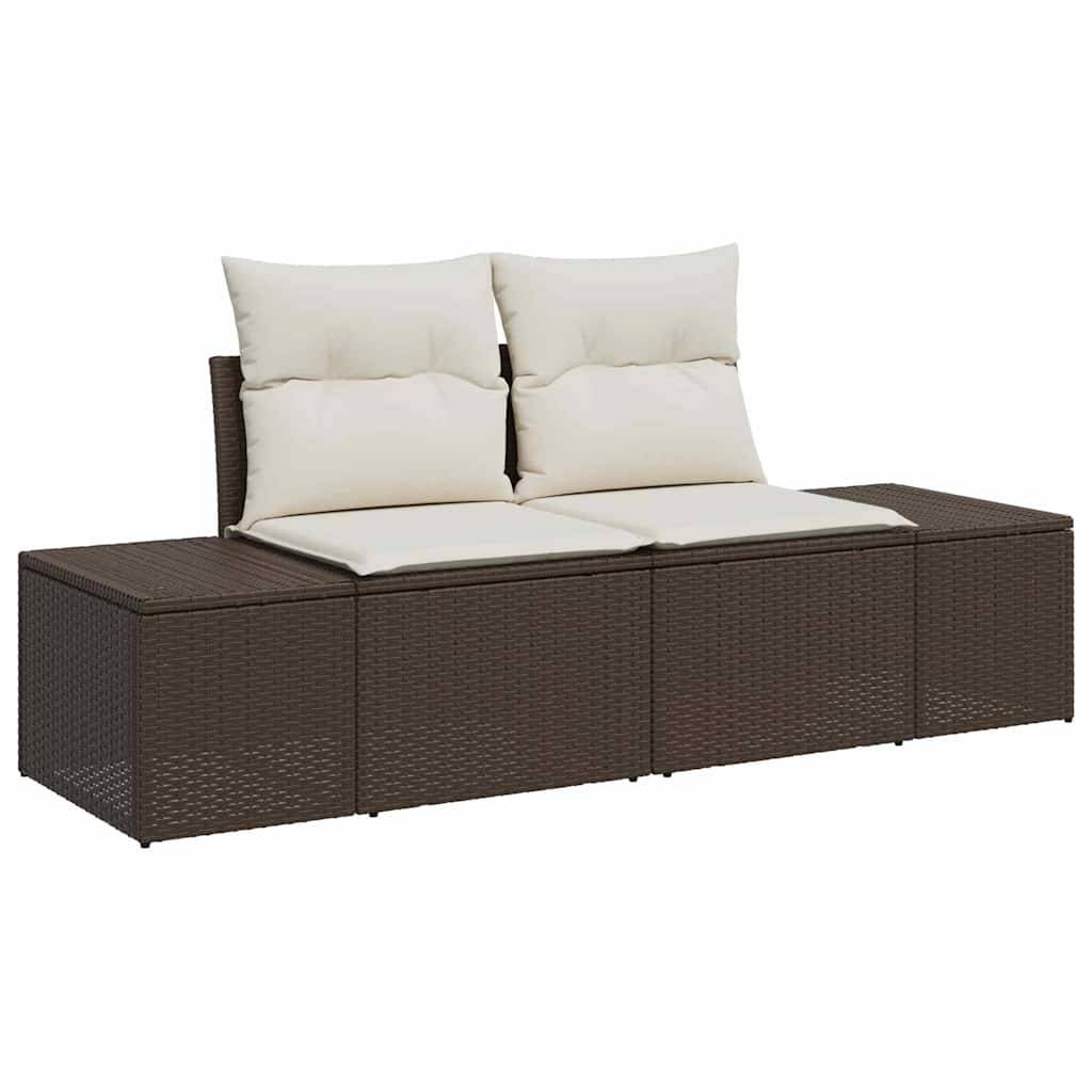 Ensemble Détente Terrasse 8 Éléments Polyrotin Table Relevable Repas Rangement Marron et Crème – ComfortXL Outdoor Living - Image 4