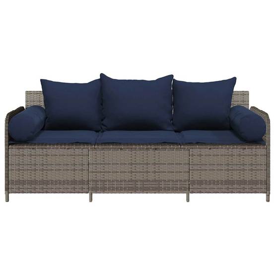 ComfortXL - Canapé Extérieur 3 Places Résine Tressée Grise & Tissu Polyester Résistant pour Jardin ou Véranda Bleu – ComfortXL Outdoor Living - Image 4