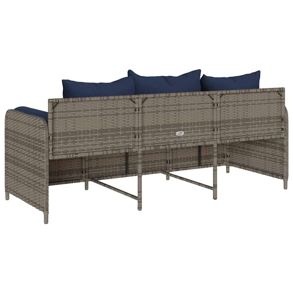 ComfortXL - Canapé Extérieur 3 Places Résine Tressée Grise & Tissu Polyester Résistant pour Jardin ou Véranda Bleu – ComfortXL Outdoor Living - Image 6