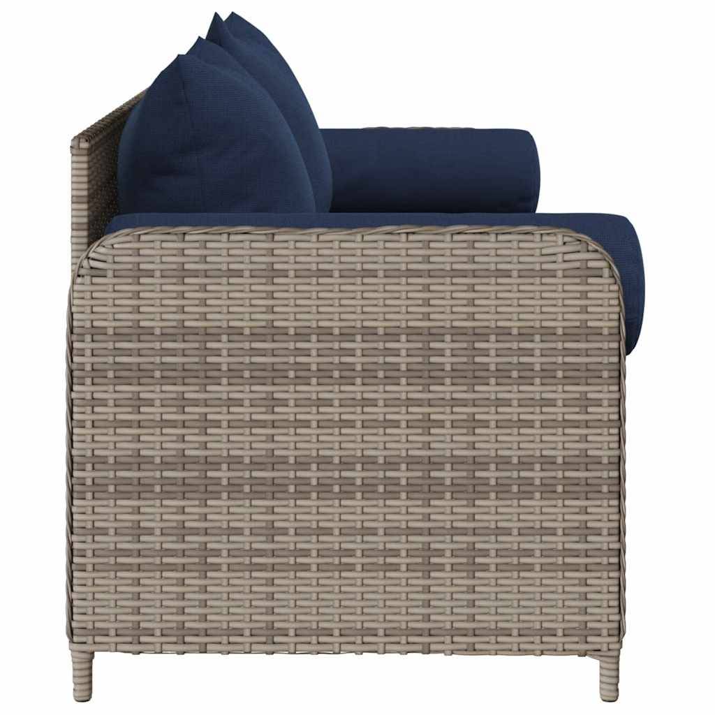 ComfortXL - Canapé Extérieur 3 Places Résine Tressée Grise & Tissu Polyester Résistant pour Jardin ou Véranda Bleu – ComfortXL Outdoor Living - Image 5