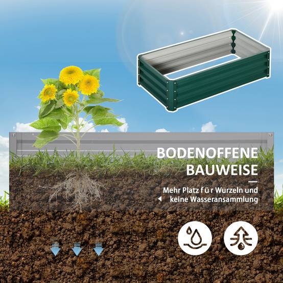 Carré potager acier galvanisé jardin balcon culture légumes 120x60x30,5cm vert - ComfortXL Outdoor Living - Image 5