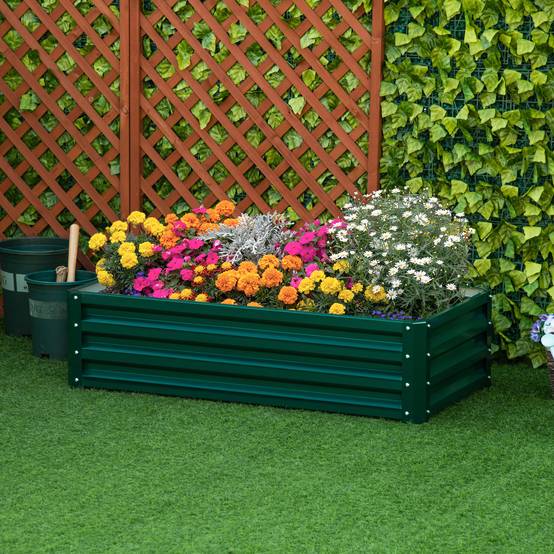 Carré potager acier galvanisé jardin balcon culture légumes 120x60x30,5cm vert - ComfortXL Outdoor Living - Image 1