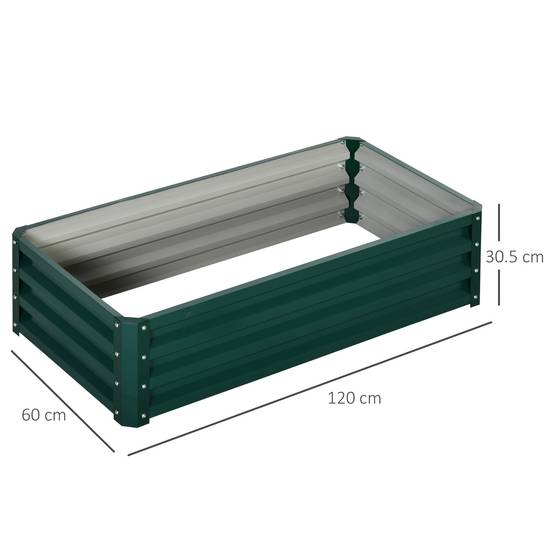 Carré potager acier galvanisé jardin balcon culture légumes 120x60x30,5cm vert - ComfortXL Outdoor Living - Image 3